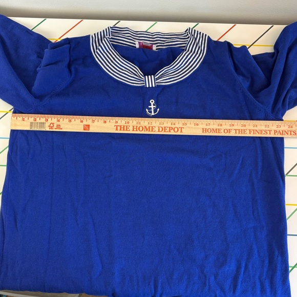 Quacker Factory Blue and White Sailor Top size 1X Donald Duck Twee kidcore EUC - Picture 8 of 11
